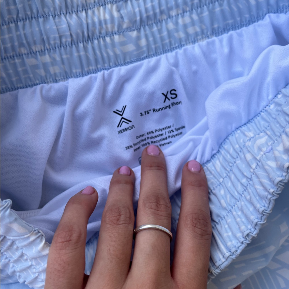 Light Blue Patterned Athletic Shorts - image 3